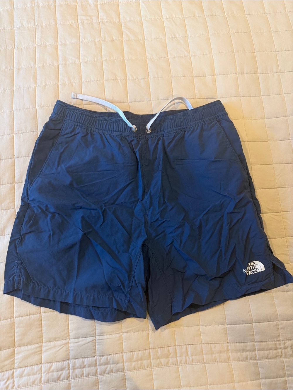 The North Face Navy Blue Athletic Shorts with White Drawstring